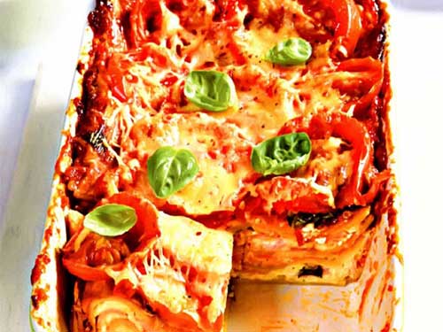Рецепт Лазанья с сыром, помидорами, рикоттой, беконом и базиликом