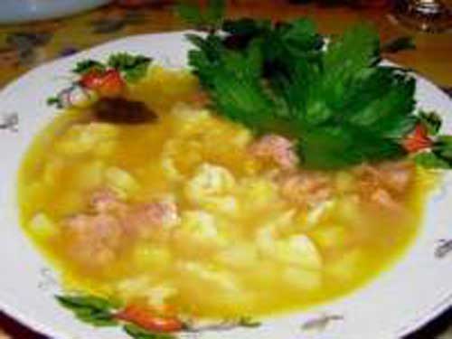 Суп с клецками и болгарским перцем